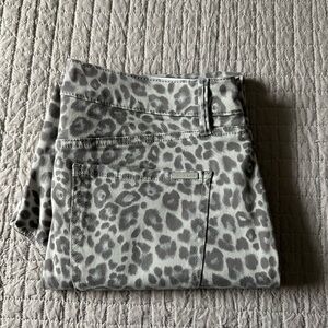 White House Black Market Gray Leopard Skinny Jeans